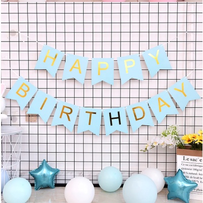 Dây chữ Happy birthday ép kim đuôi cá trang trí sinh nhật