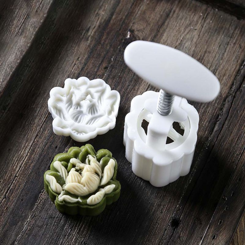 be❀  Mid-Autumn Festival 75g Mooncake Mold 3D Flowers Design Cookie Stamp DIY Mooncake Press Molds