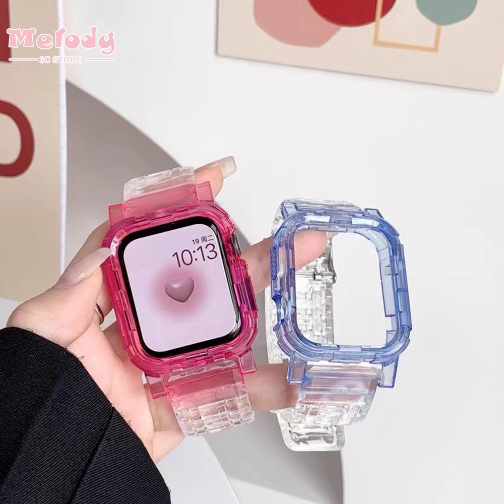 Dây Đeo Trong Suốt Hai Màu Cho Đồng Hồ Thông Minh series 7 / 6 / SE / 5 / 4 / 3 Kích Thước 45 / 44 / 42 / 41 / 40 / 38mm