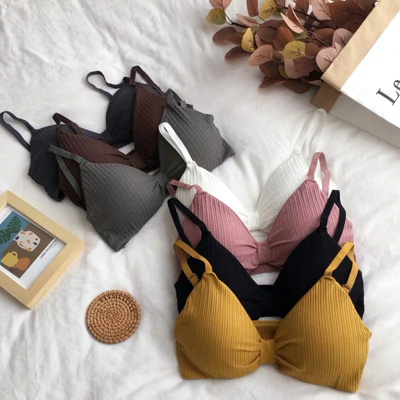 Áo ngực vải bralette thắt nơ cao cấp Áo lót nữ không gọng mút mỏng FSHOPP5