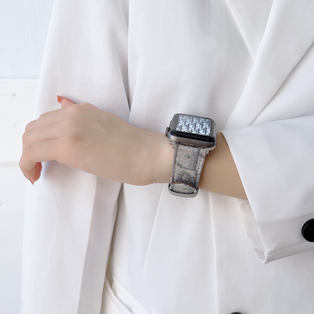 Dây Đeo Vải Họa Tiết DIOR Cho Đồng Hồ Thông Minh apple watch 8 6 SE 3 4 5 7
