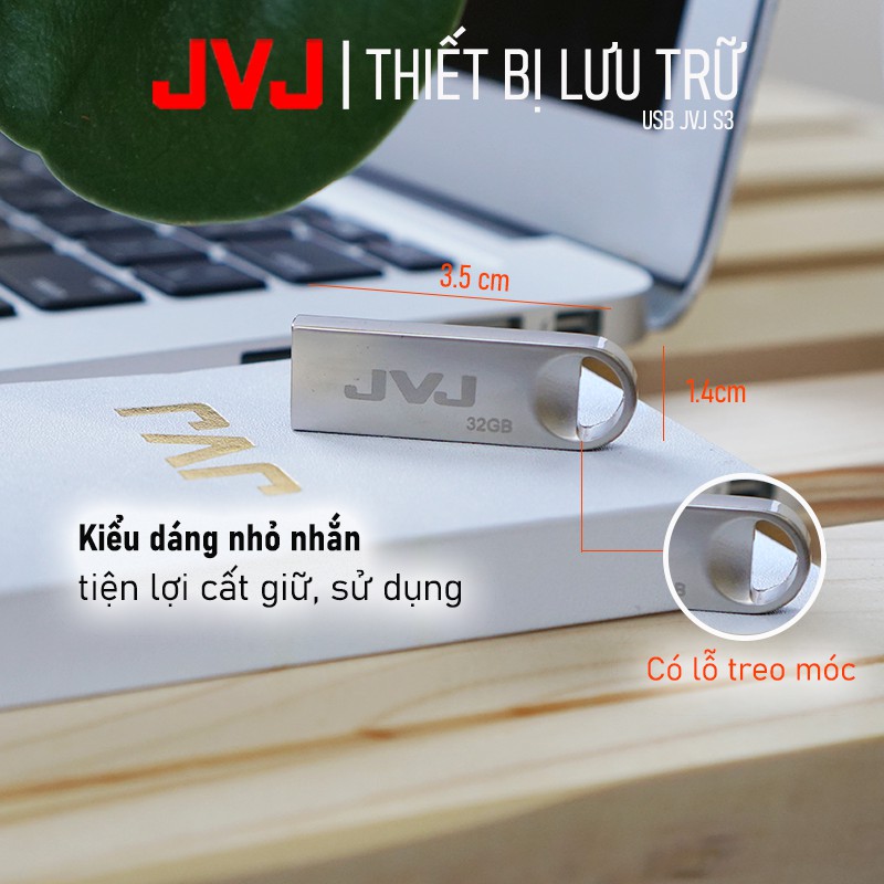 USB 64Gb JVJ S3 siêu nhỏ vỏ kim loại - tốc độ 25MB/s Vỏ Kim Loại chống nước ổn định Bảo hành 5 năm chính hãng