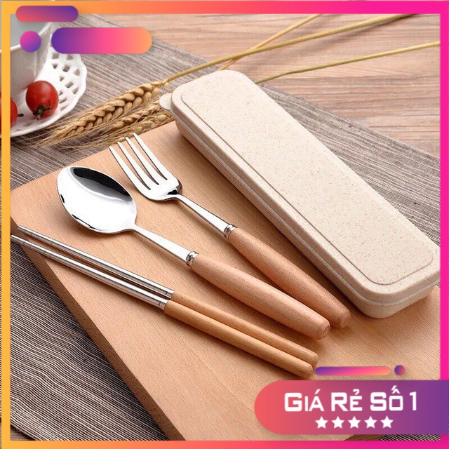 BỘ THÌA INOX CÁN GỖ CỰC SANG TRỌNG CÓ HỘP ĐỰNG Loại 1 - Smartbuy