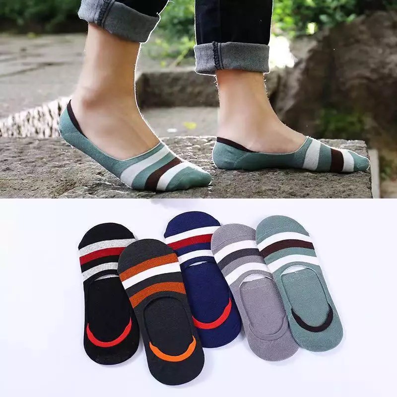 Bộ 5 Đôi Vớ Cotton Mỏng Tàng Hình Chống Trượt Họa Tiết Hoạt Hình Thời Trang Mùa Hè Cho Nam Và Nữ