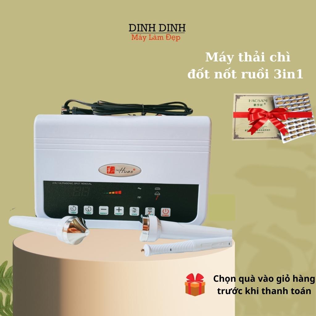 Máy thải chì, đốt nốt ruồi mụn thịt, mát xa mặt, điện di tinh chất  3in1 Dinh Dinh (tặng kèm viên thải chì)