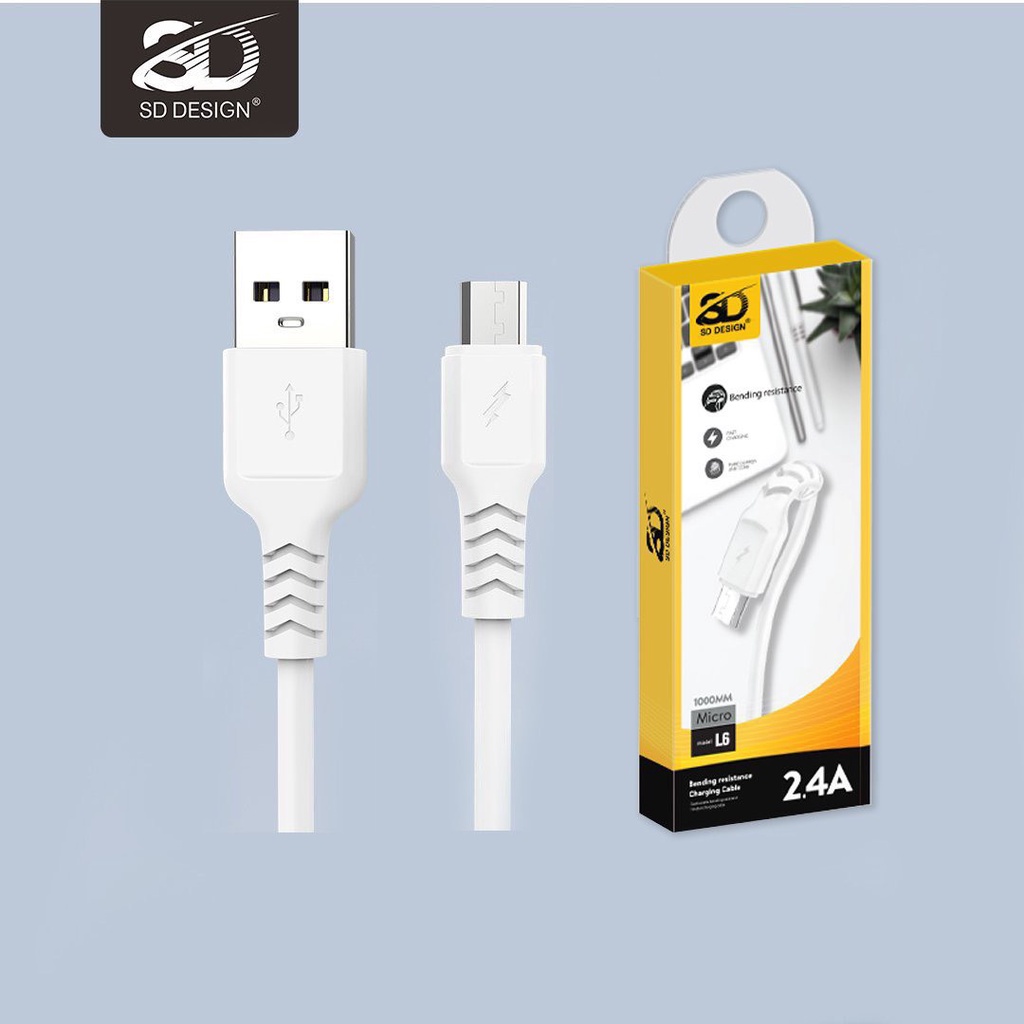 Cáp sạc L6  Dây cáp chính hãng SD Design chân sạc Micro dùng cho samsung, oppo, tai nghe, sạc dự phòng