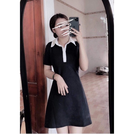 Váy polo cổ trắng