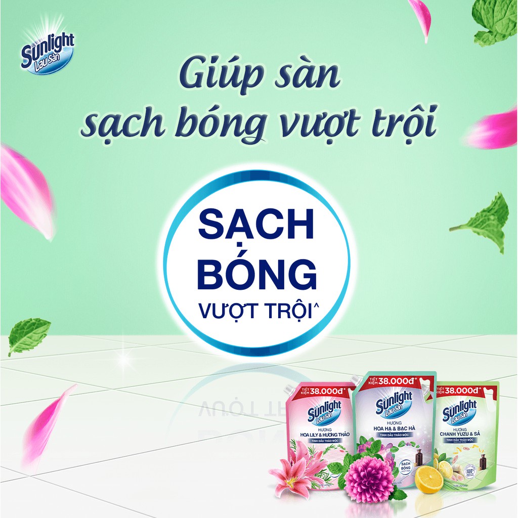 Nước lau sàn SUNLIGHT túi 3.6kg HOA HẠ & BẠC HÀ