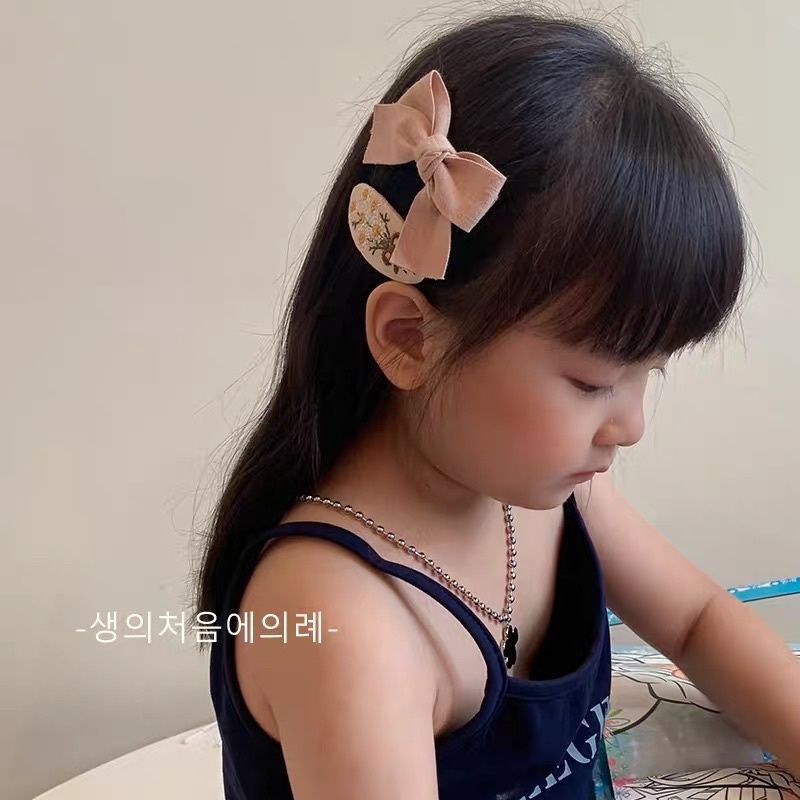 Set kẹp NƠ và kẹp thêu tiểu thư cho bé