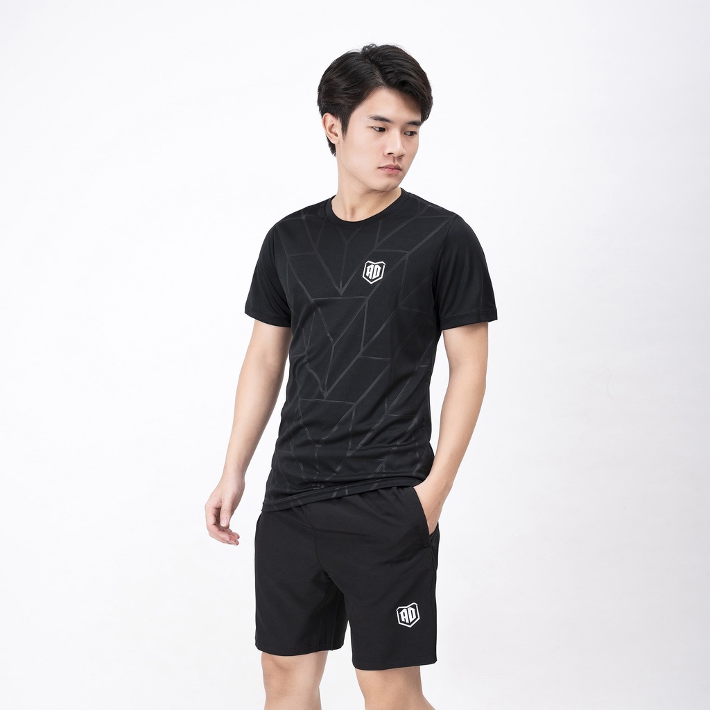 Bộ quần áo nam thể thao AD, áo thun cổ tròn, JUN FASHION STORE tập gym ngắn tay vải thoáng mát co giãn