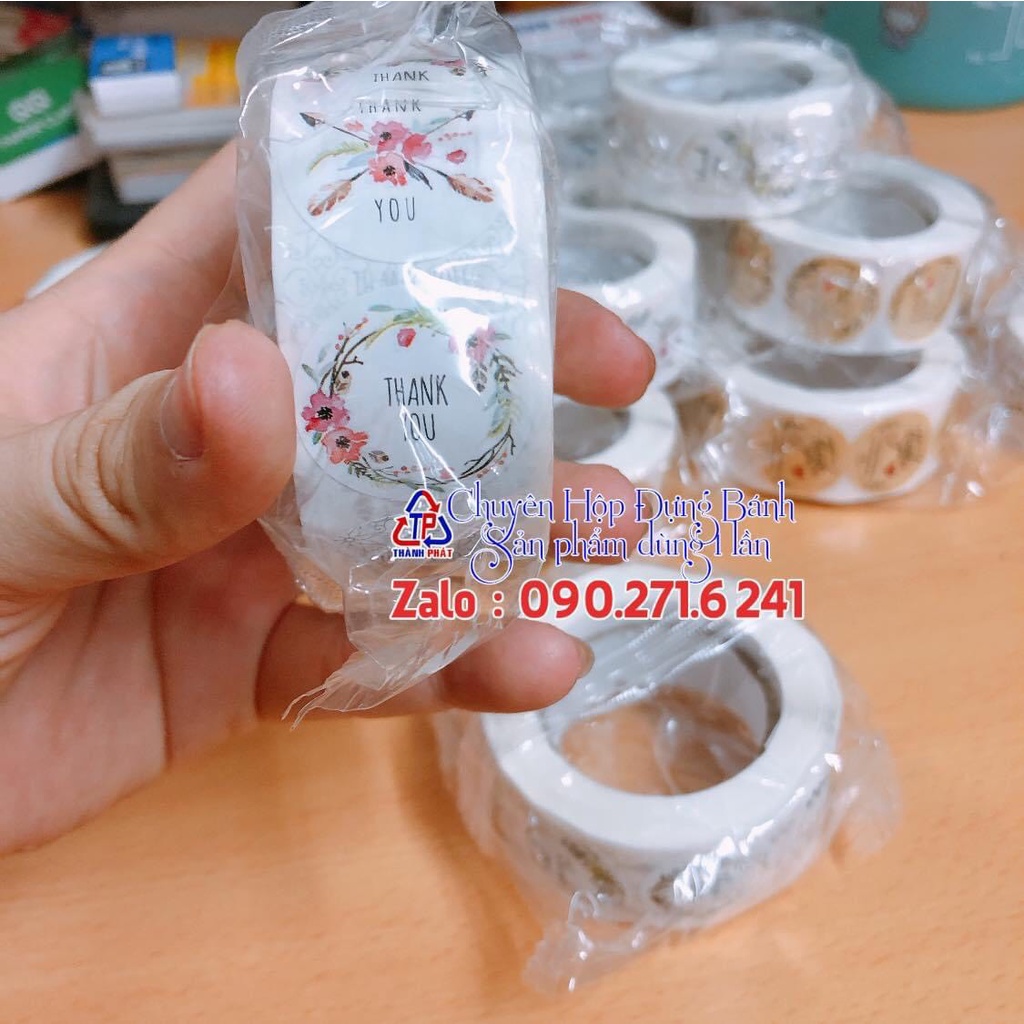 500 Tem niêm phong hộp bánh chữ Thank You