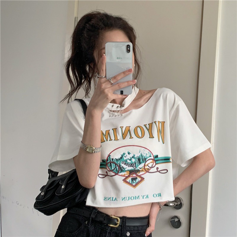 Áo Thun Nữ Ngắn Tay In Hình Thời Trang Hàn Quốc