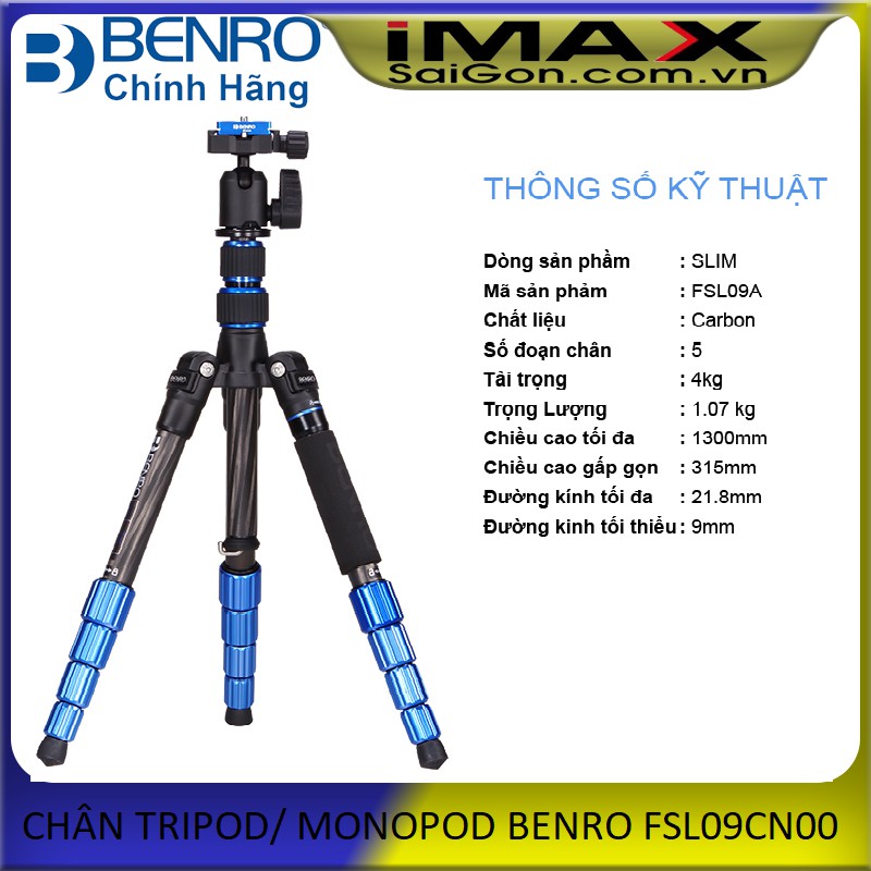 CHÂN MÁY ẢNH TRIPOD/ MONOPOD BENRO FSL09CN00, CARBON