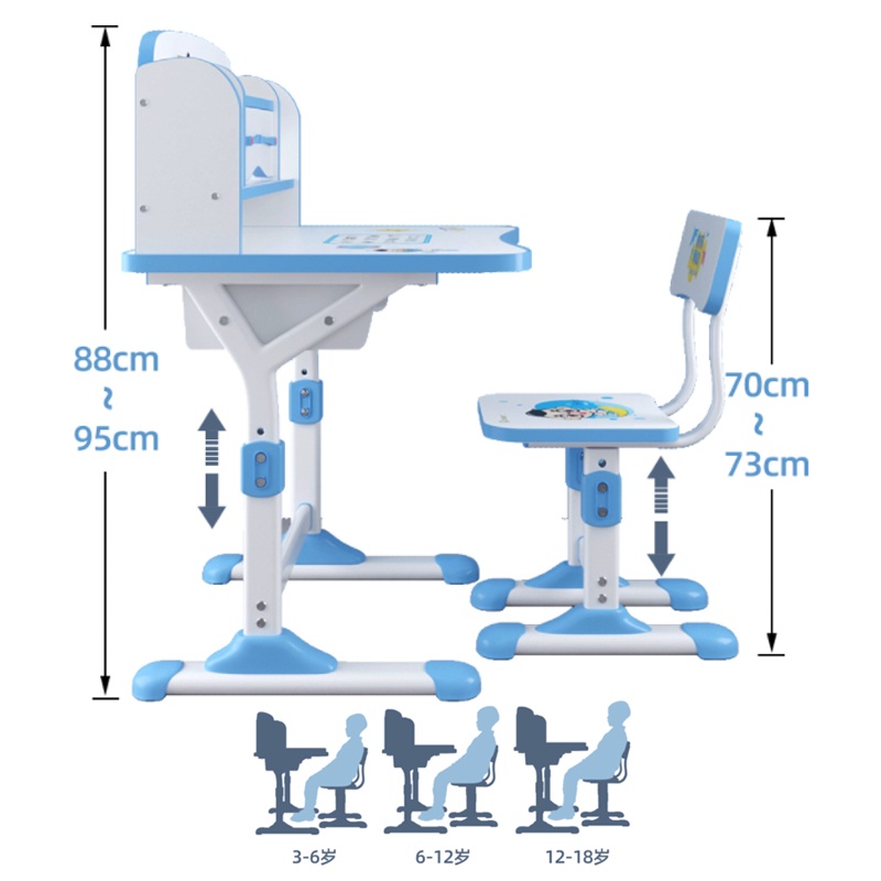 Bàn ghế học sinh thông minh chống gù, bàn học cho bé tăng chỉnh chiều cao cho trẻ từ 5 đến 18 tuổi