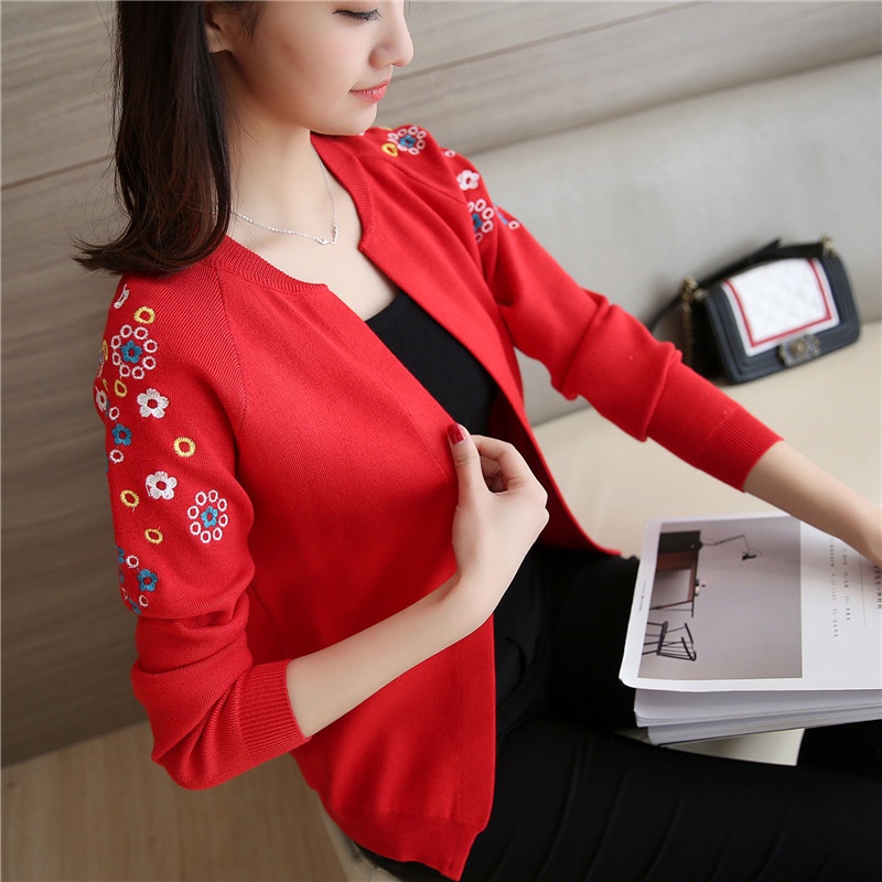 Áo Len Nữ Cardigan Áo Khoác Len Kiểu Hàn Quốc Thêu Hoa ALN020 ShopMaySG Hàng Chất Lượng Và Có Sẵn