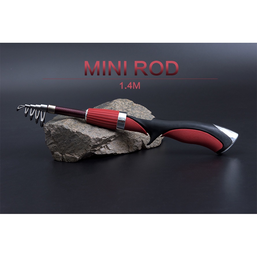 Cần Câu Cá mini 1m Bằng Sợi Thủy Tinh Siêu Ngắn Có Thể Rút Lại