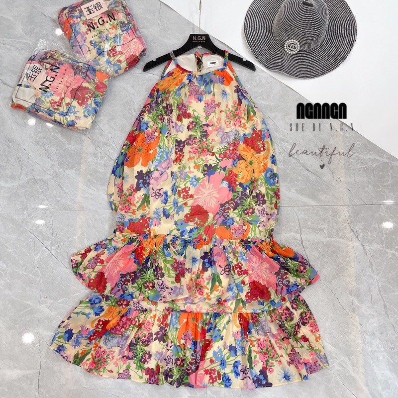 Váy mãi hoa cổ yếm tầng | BigBuy360 - bigbuy360.vn