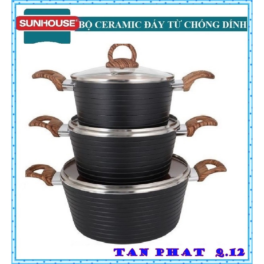 Bộ nồi Ceramic Đáy Từ SUNHOUSE 2003MCA CÓ TÁCH LẺ 1 HOẶC 2 NỒI