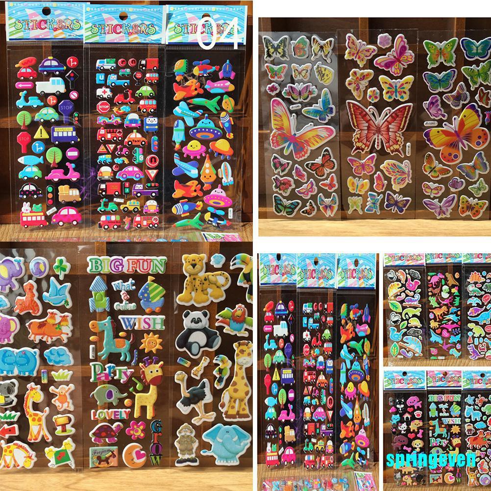 Set 10 Sticker Hoạt Hình 3D Cổ Điển Dùng Làm Phần Thưởng Trường Học