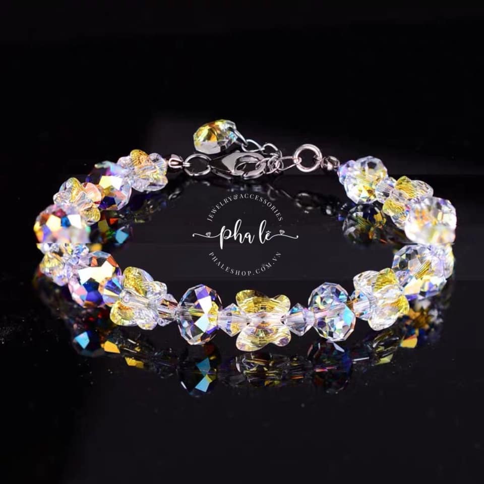 Vòng Tay Pha Lê Bướm Màu S08mm - Tròn Dẹp Được Thiết Kế Từ Pha Lê Swarovski