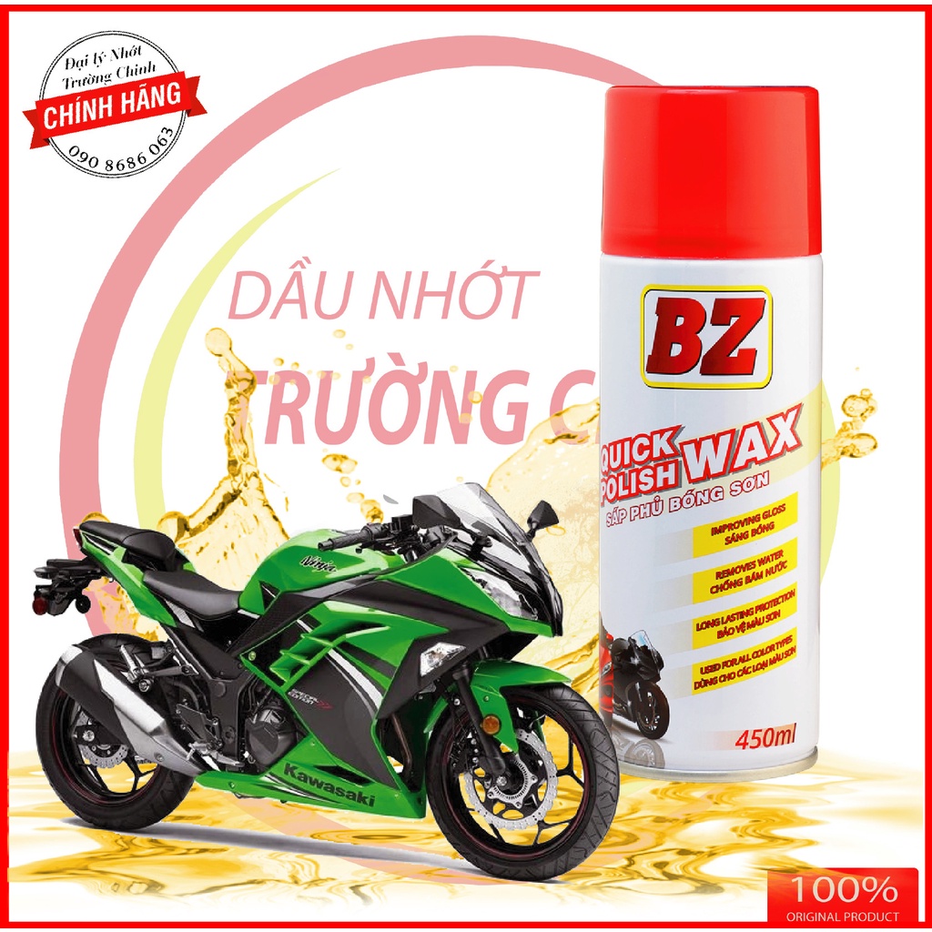 Chai dưỡng bóng BZ Quick Polish Wax dành cho tất cả bề mặt sơn tặng kèm mút bôi 450ML