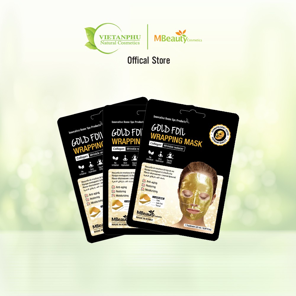 Mặt nạ Vàng bổ sung Collagen, chống lão hóa cao cấp MBeauty Hàn Quốc Gold Foil Wrapping Mask