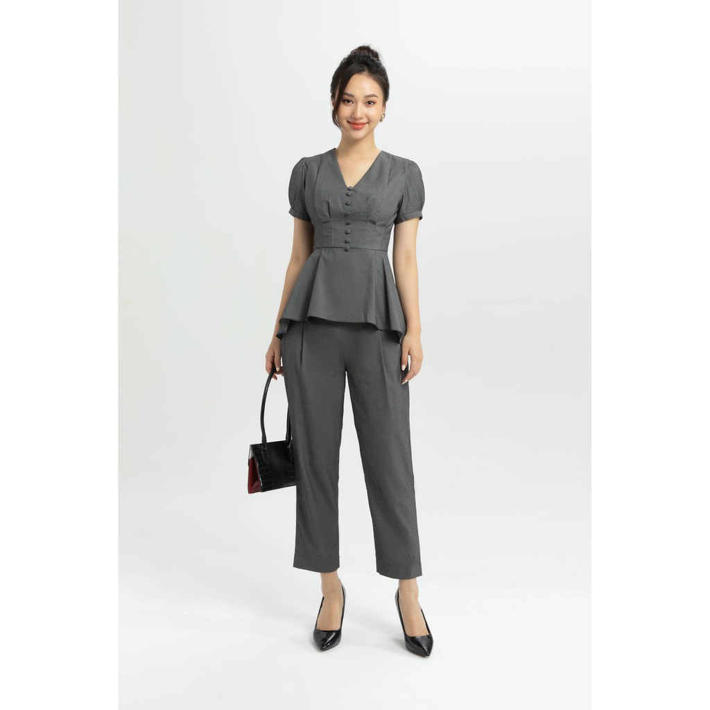 [NHẬP WABRTL5 GIẢM 10% TỐI ĐA 50K ĐH 250K ]Áo peplum kẻ cổ V nữ IVY moda MS 16M5067