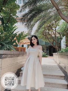 Bigsize Đầm trễ vai kết cườm D393