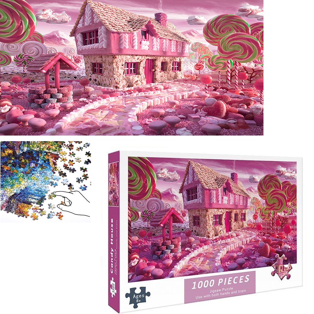 Bộ Tranh Ghép Xếp Hình 1000 Pcs Jigsaw Puzzle Tranh Ghép (75*50cm) Candy House Bản Đẹp Cao Cấp-H19