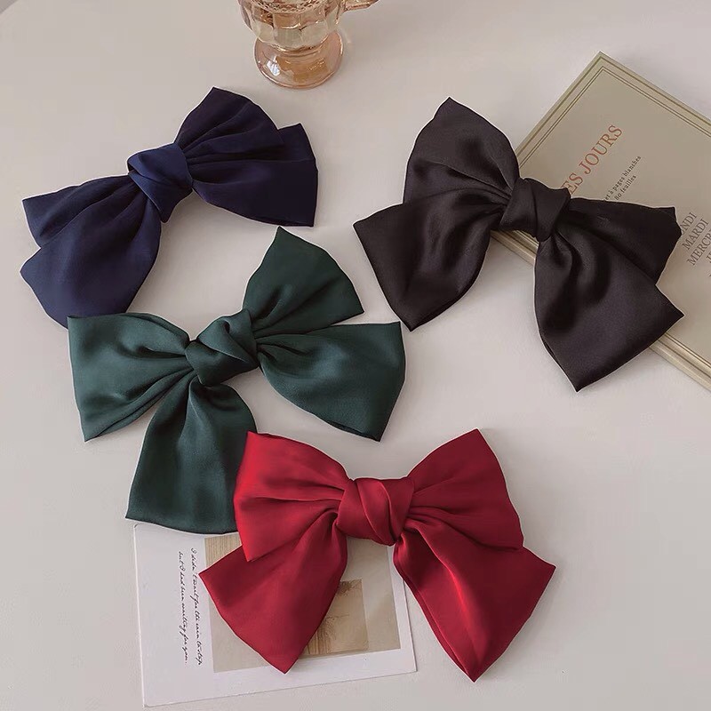 Kẹp tóc nơ lụa phong cách Hàn Quốc cặp tóc tiểu thư dễ thương cho nữ xinh xắn đáng yêu cute bản đẹp Miituu NLHQ