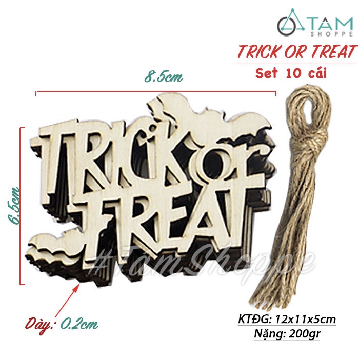 [ĐƯỢC CHỌN MẪU] Set 10 Phụ kiện treo Halloween gỗ DIY tự vẽ tay cùng kiểu HLW-PKT-01