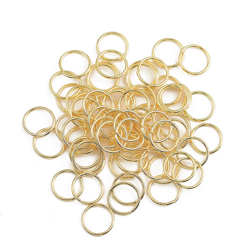 Set 100 vòng tròn nối mạ vàng 18k 3 / 4 / 5 / 6 / 7 / 8mm tự làm trang sức tiện dụng
