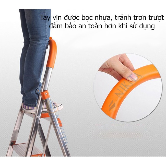 Thang Tay Vịn INOX 4 Bậc - Chính Hãng NIKITA - Bảo Hành 12 Tháng