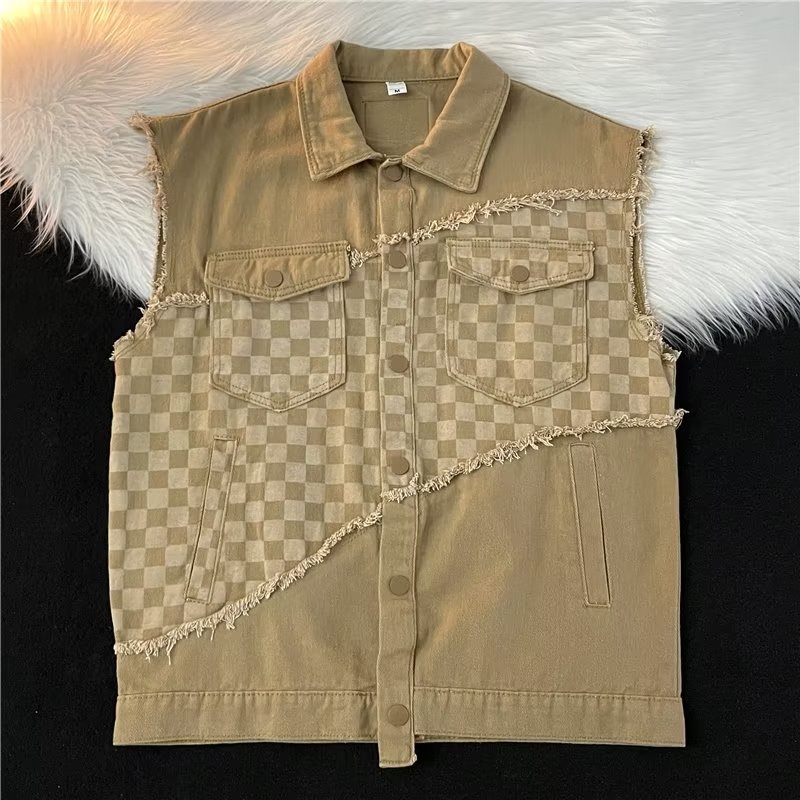 Áo Khoác Denim Không Tay Dáng Rộng Phong Cách Thời Trang Retro Nhật Bản Cho Nam Giới Có Size S-3XL