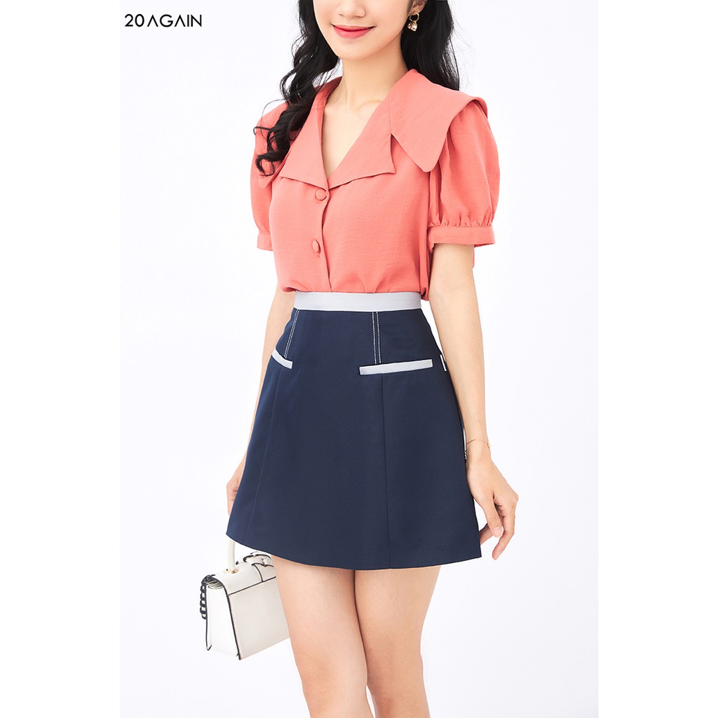 [Mã WABRAG99 giảm 10% đơn 99K] Chân váy nữ công sở chữ A phối túi 20AGAIN JAW0986 | BigBuy360 - bigbuy360.vn
