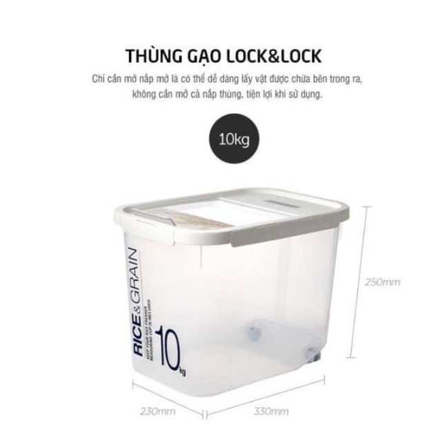 Thùng gạo 5kg - 10kg lock mẫu góc cạnh