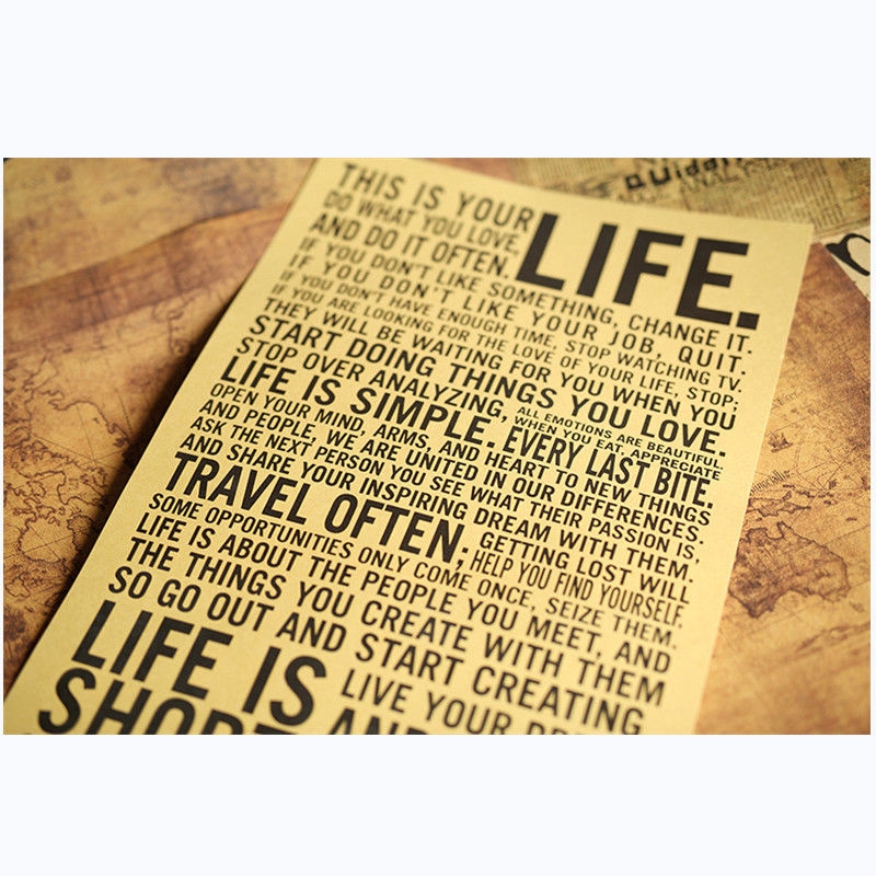 Vintage Poster Đây Là Cuộc Sống Của Bạn Trích Dẫn Nhân Vật Áp Phích Trang Trí Phòng Dán Trang Trí Tường Nghệ Thuật Treo Tường Giấy Kraft Dán Tường