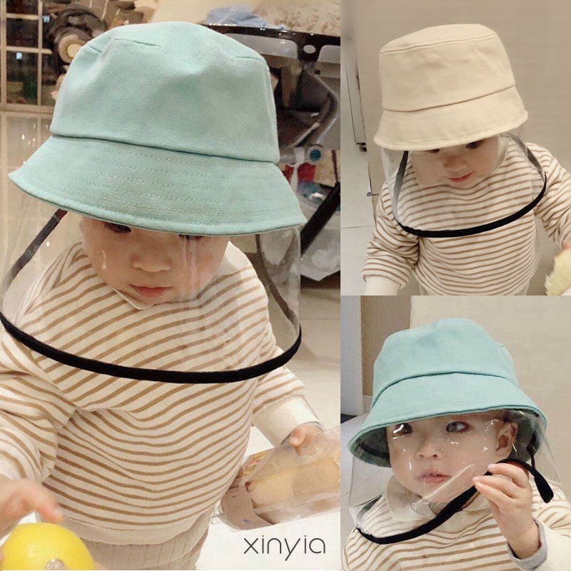 Mũ chống nắng vành rộng có tấm che mặt cho trẻ em