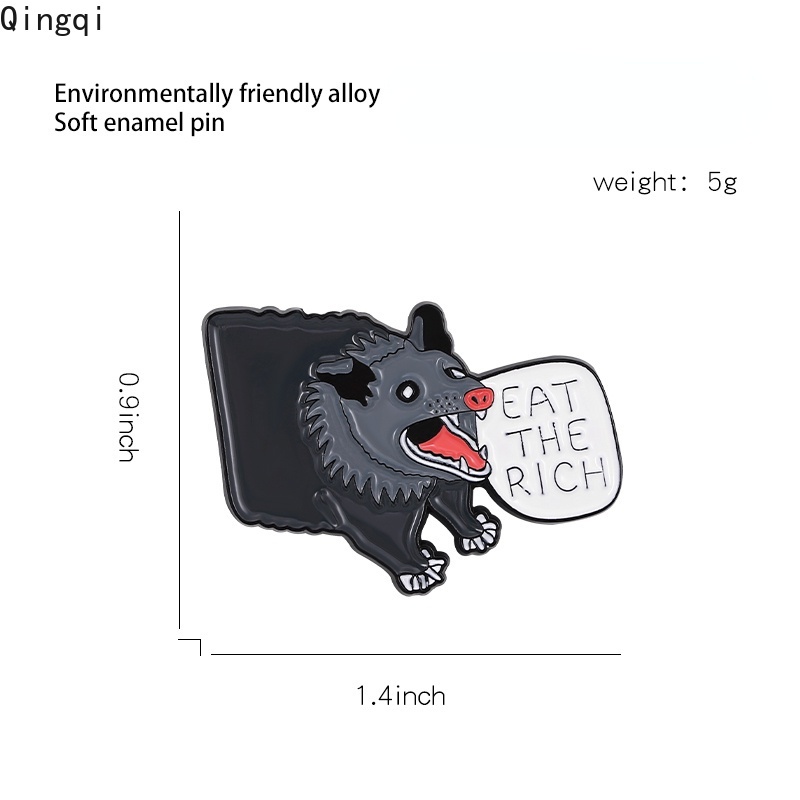 Huy hiệu cài áo MISS ZOE bằng hợp kim tráng men phong cách hoạt hình Eat The Rich Yelling dễ thương