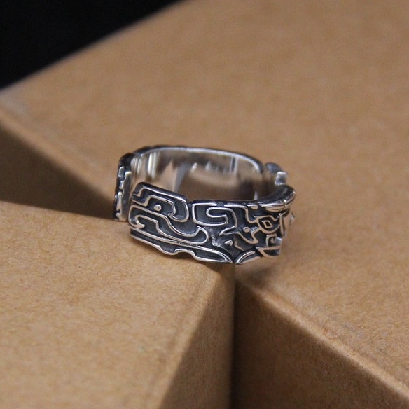 Nhẫn nam nữ tròn Unisex màu bạc Thời trang Kuu Studio chất liệu Titan đẹp đơn giản - Nhẫn Yang Ring