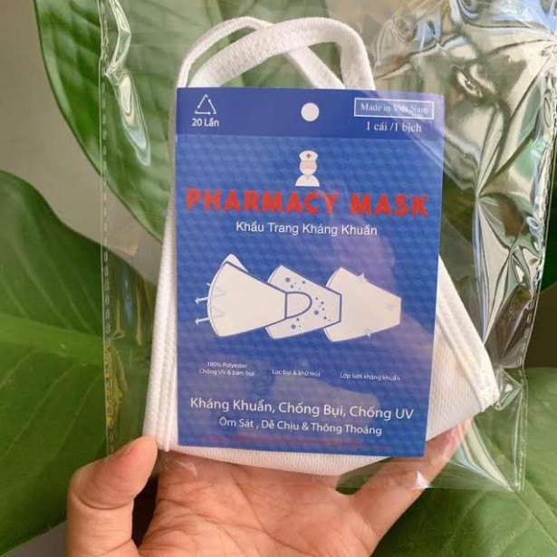 freeship Khẩu Trang Vải Kháng Khuẩn,Kháng Bụi ,Chống Tia UV PHARMACY MASK 3 Lớp (HÀNG CÔNG TY)