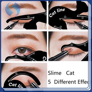 Pro 2pcs/Set Cat Eyeliner Stencil Makeup Eyebrow Models Stamp Template Card