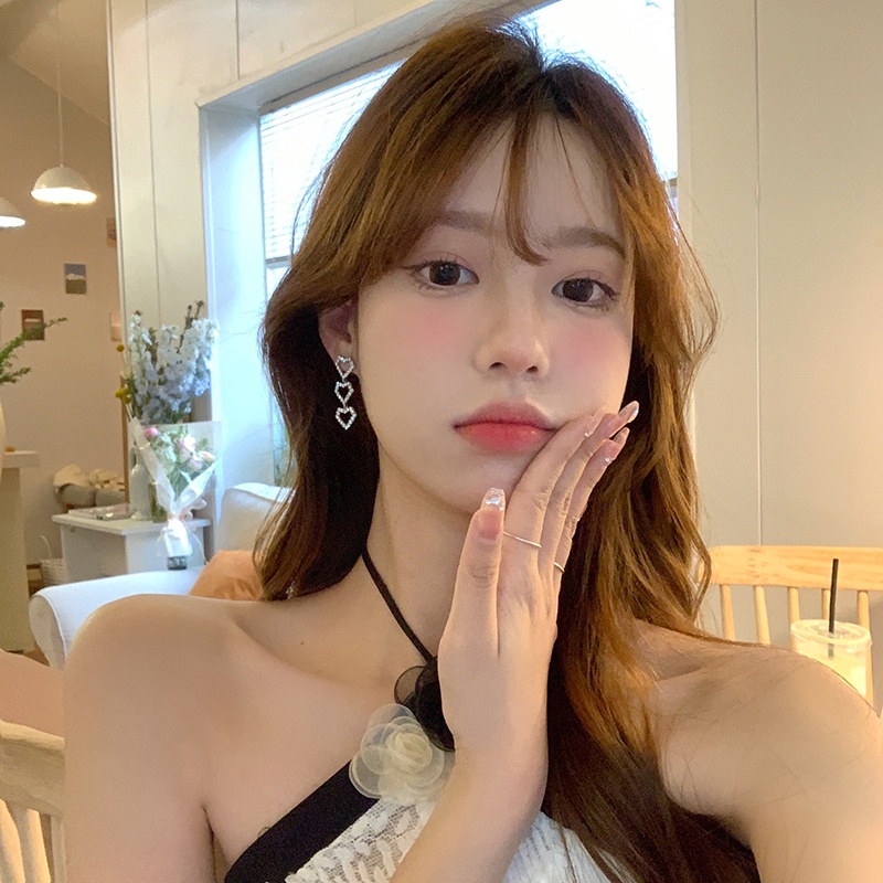 Bông Tai Mạ Bạc 925 Dáng Dài Phối Tua Rua Phong Cách Hàn Quốc 2022