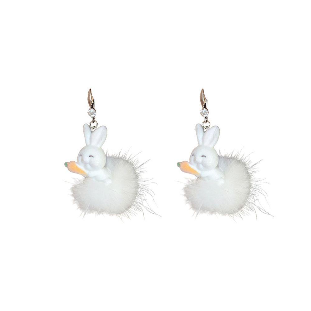 Khuyên Tai Dáng Dài Đính Bóng Lông Phong Cách Vintage Ngọt Ngào Cho Nữ