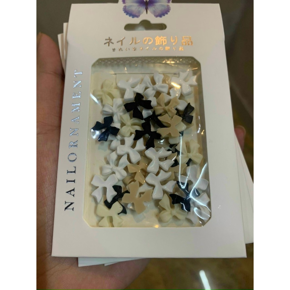 Set charm trang trí 2 cánh 3 màu đính móng nail manh219