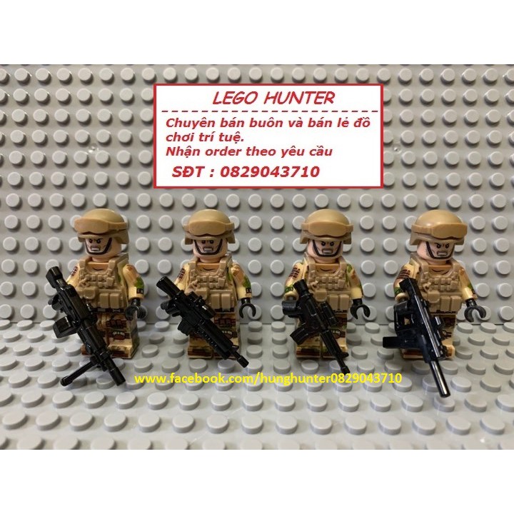 Lego Minifigures Army : combo 4 lính Thủy quân lục chiến Mỹ USMC