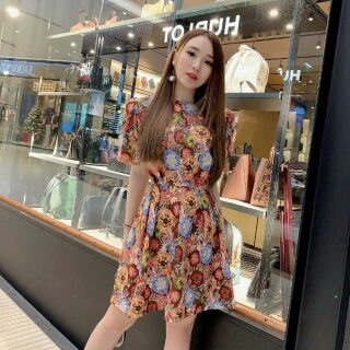 Đầm xòe in hoa cực sang ,đầm hoa