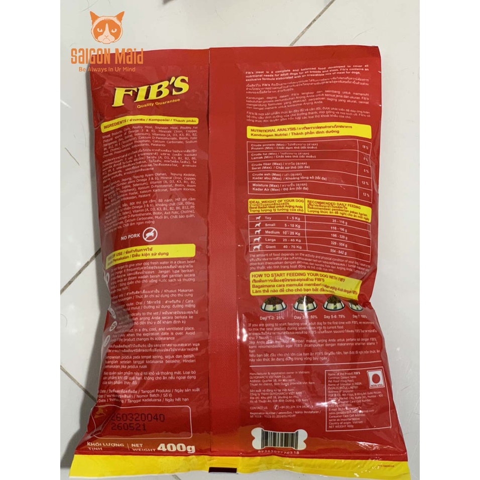 Thức ăn cho chó trưởng thành FIBS 400g