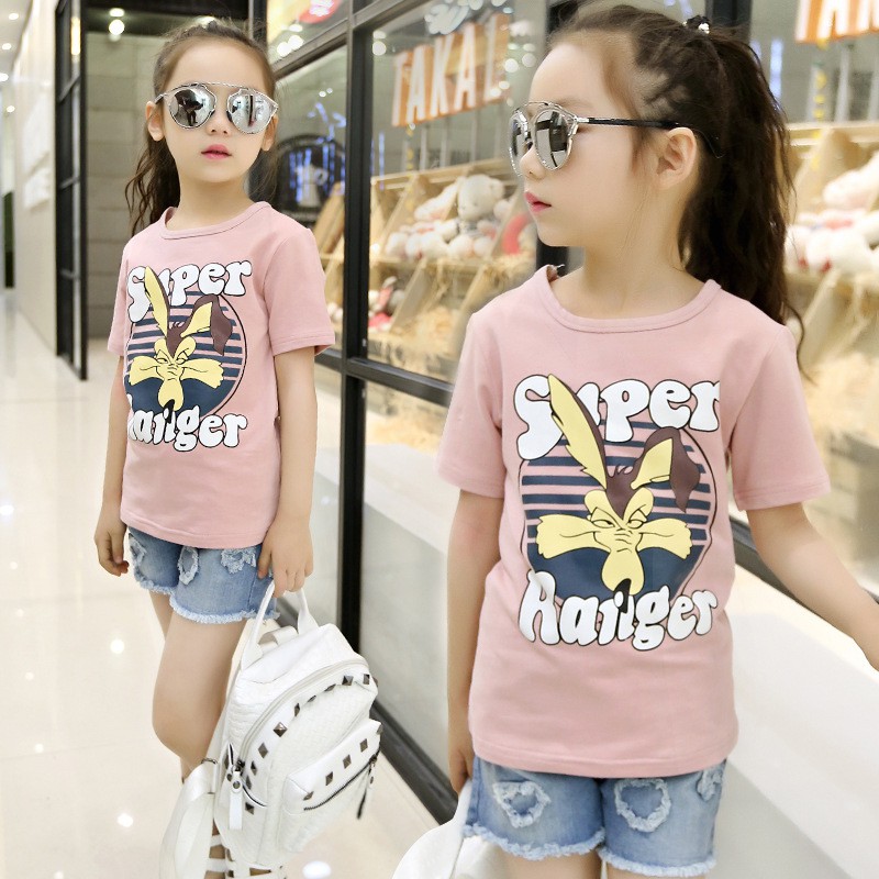 Áo thun bé gái tới size đại. Áo phông cotton cao cấp bé gái lớn size 15-36kg AH01