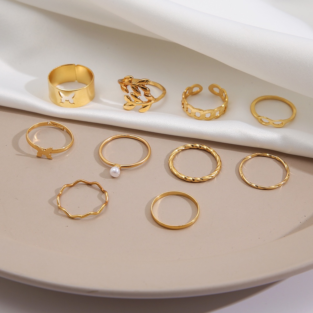 iF YOU Set 10 Nhẫn Hình Bướm Phong Cách Cổ Điển Thanh Lịch Dành Cho Nữ